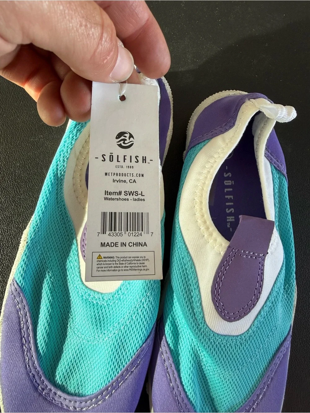 Kids Aqua & Purple Slip-On Water Shoes